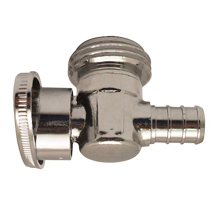 Apollo 1/2 in. Chrome-Plated Brass PEX Brass Barb x 3/4 in. Machine Hose Thread Angle Stop Valve APXGHV1234